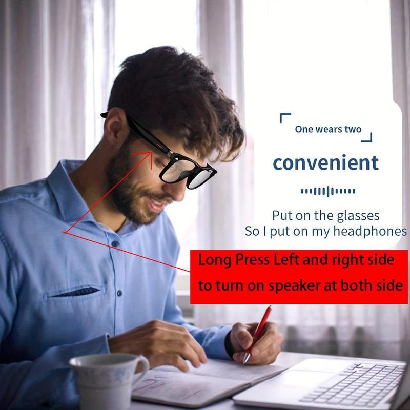 SENBONO Multifunctional Smart Glasses, Wireless Earphone Anti-Blue Light Smart Glasses, Creative Smart Sports Glasses with Mic for Home & Daily Use