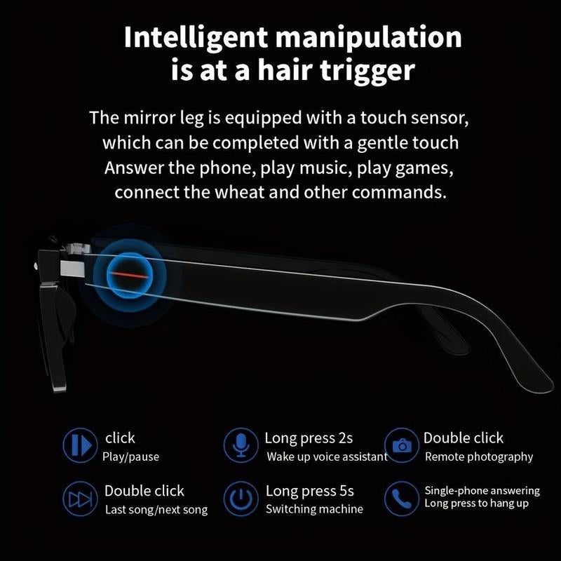 SENBONO Multifunctional Smart Glasses, Wireless Earphone Anti-Blue Light Smart Glasses, Creative Smart Sports Glasses with Mic for Home & Daily Use